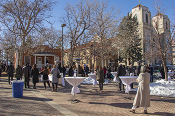 Golda Meir House Museum Celebration crowd outside the museum