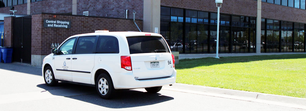 Deliver van parked outside of Central Receiving