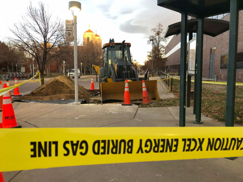 Campus Safety - Construction site cordoned off by yellow tape and safety cones