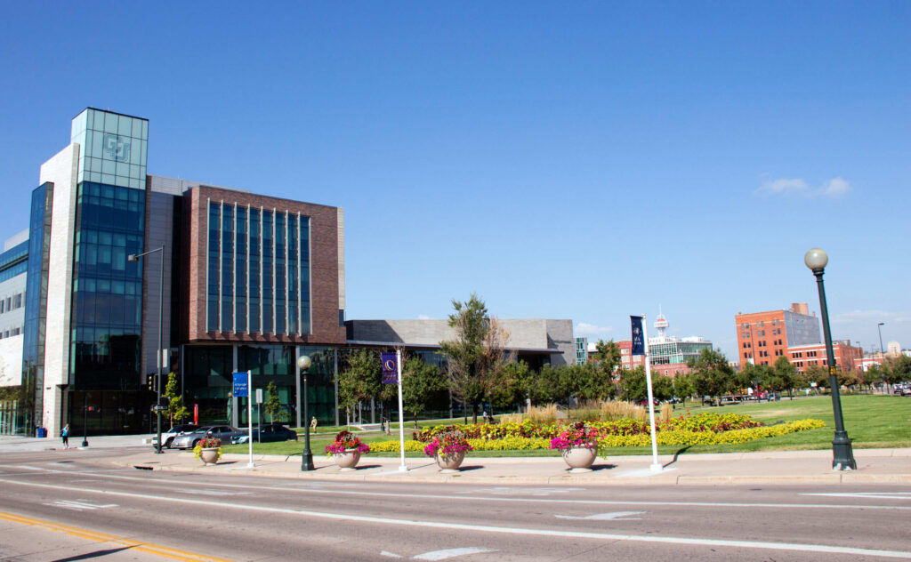 Facilities Services - Building and landscaping on the side of a street