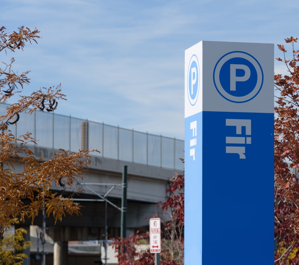 Parking post marking a specific parking area